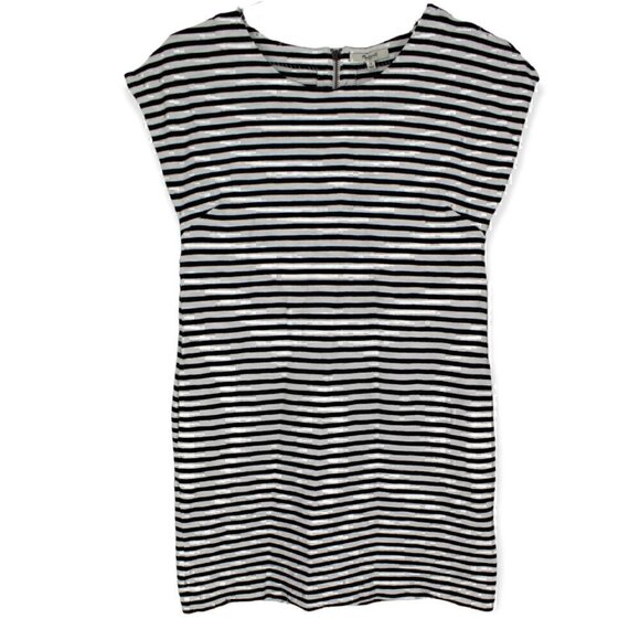 Madewell Zipline Striped Dress A2037 Shirtdress Small Black white - Picture 1 of 8